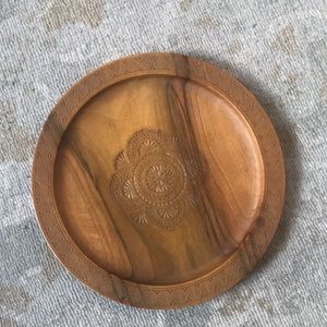 VINTAGE Carved Wood Plate